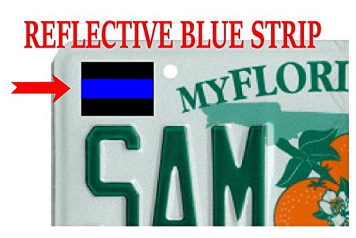 THIN BLUE LINE 2X 3D Decals domed License Plate Stickers USA Police Trooper car 