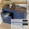 thumbnail image 3 of Double 10 Gallon Tilt Out Trash Can Cabinet with Deodorizing Function and Power Outlet, Wooden Hidden Garbage Can Holder with 2 Storage Drawers for Kitchen, Laundry Hamper Cabinet for Bathroom, Blue, 3 of 17