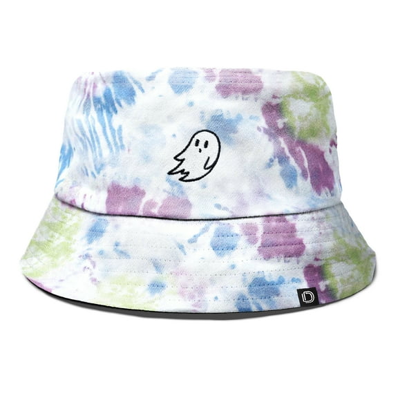 Dalix Ghost Tie Dye Bucket Hat Cotton Embroidery Casual Outdoor Style Mens in Tie Dye Green L Large