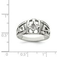 thumbnail image 2 of 925 Sterling Silver Solid Oxidized Antiqued Masonic Ring Size 9 4mm Wide Ring for Women - 5.3 Grams, 2 of 2