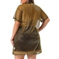 thumbnail image 4 of DARING DIVA Women's Plus Size See Through Holographic Long Blouse 1X Gold, 4 of 6