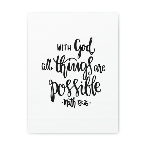 Scripture Walls With God All Things Matthew 19:26 Cursive Christian Wall Art Bible Verse Print Ready To Hang Unframed