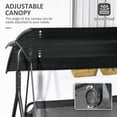thumbnail image 4 of 3-Seat Black Outdoor Patio Swing Chair with Cushion Adjustable Tilt Canopy & Steel A-Frame Stand for Patio Garden, 4 of 10