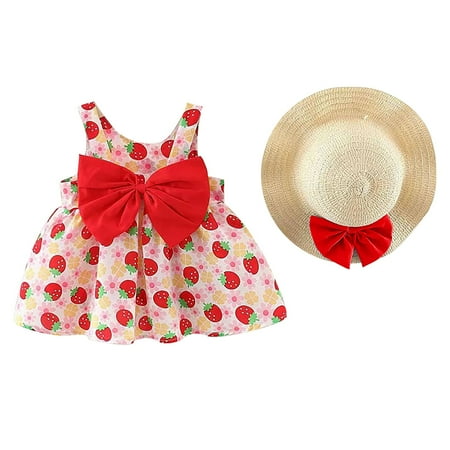 

pop seller Summer Girls Cute Sleeveless Sling Rainbow Print Dress Children s Skirt