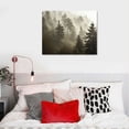 thumbnail image 4 of JRXY Forest Picture Canvas Wall Art: Foggy Mountain Landscape Misty Pine Trees Artwork Large Dark Nature Painting Photography Print for Modern Living Room Bedroom Bathroom 20x16 inch Picture 3, 4 of 4