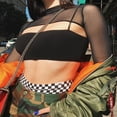 thumbnail image 3 of Women Long Sleeve See Through Fishnet Crop Top Shirt Bodycon Club Clothes, 3 of 6