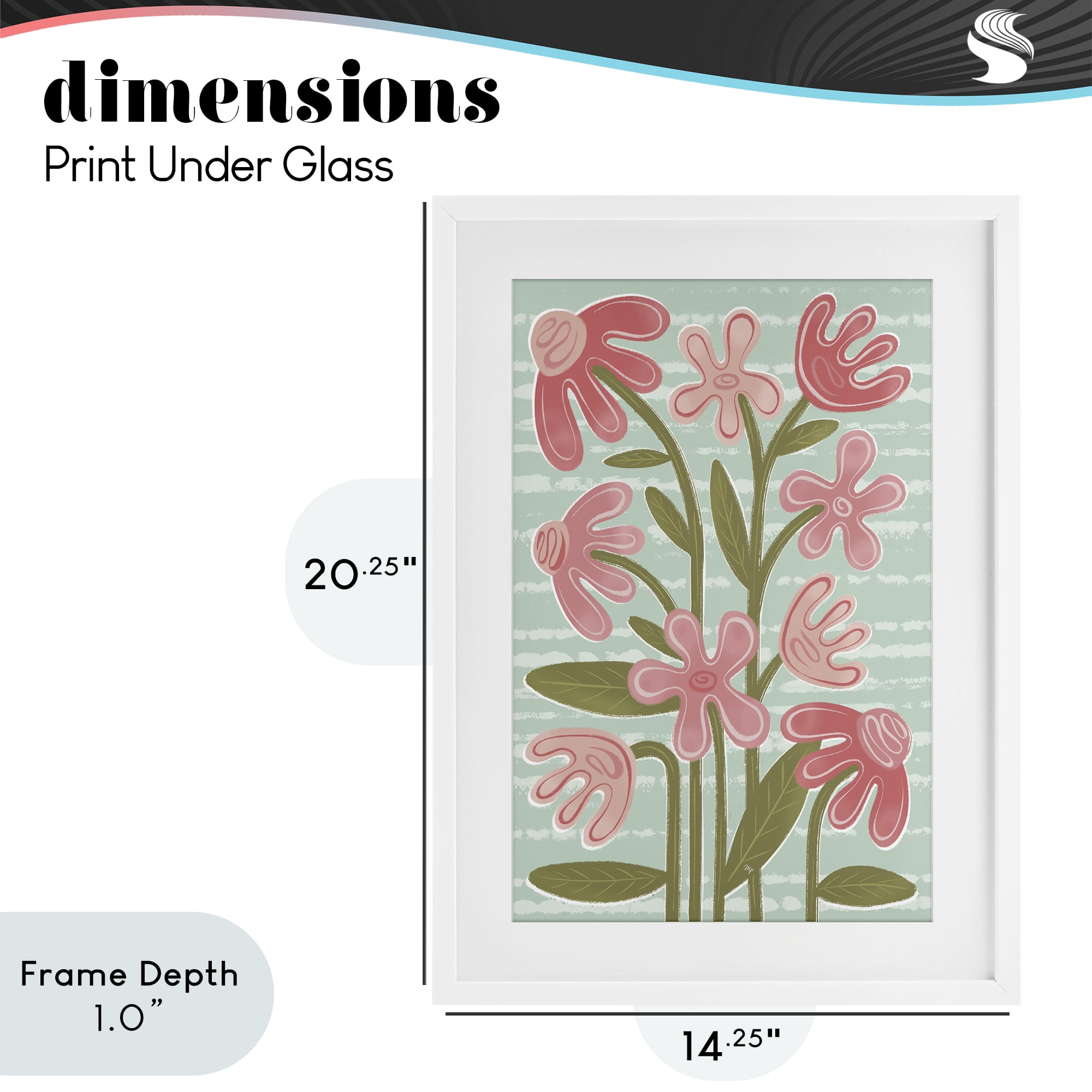 Stupell Industries Pink Whimsy Midcentury Flowers White Framed Print Under Glass, design by Martina Pavlova