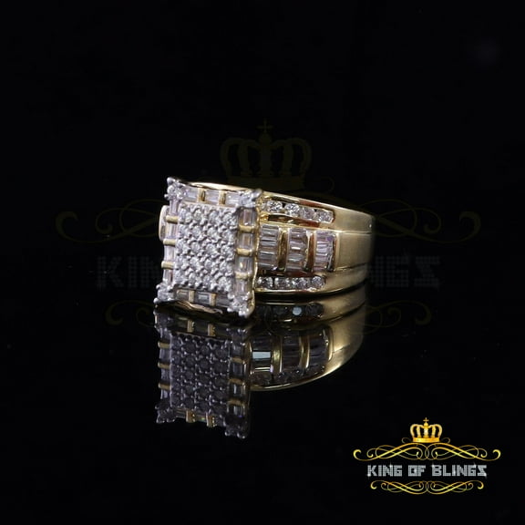 King Of Bling's 925 Sterling Yellow Square 2.36ct Cubic Zirconia Silver Womens Ring size 8