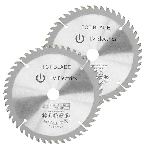 LAFGUR 2Pcs 6in Circular Blade Cutter Cutting Disc Carbide Tipped Woodworking Saw Wed 48 Teeth