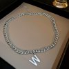 Cool Unique Clavicle Chain Y2K Titanium Steel Simple Double Layer Chain Korean Style Necklace Women Jewelry Accessories Initial Letter Alphabet Necklace W