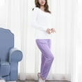thumbnail image 3 of ZyeKqe Pajamas for Women 2 Piece Sets Built in Bra Sleepwear Nightwear with Long Pants Solid Color Soft Pjs Lounge Set, 3 of 8