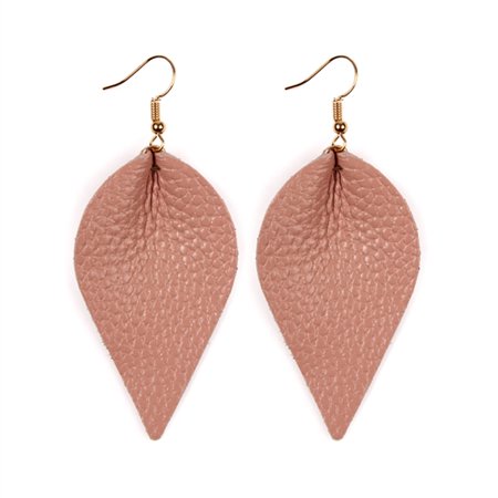 Fan Shape Earrings - RIAH FASHION TEARDROP SHAPE PINCHED LEATHER EARRINGS