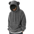 thumbnail image 2 of BXINGOHAI Men's Bear Ear Hoodies Drawstring Long Sleeve Fleece Sweatshirt Fuzzy Pullover Tops Gray,S, 2 of 6