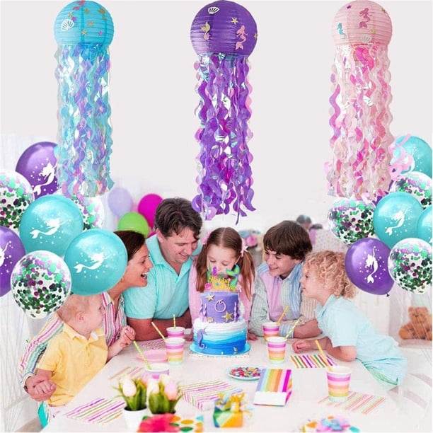 Kit de bricolaje para farolillos de medusa - Decoración de papel hecha a mano de 26-30 cm con borlas de 60 cm para fiestas, hogar y techo