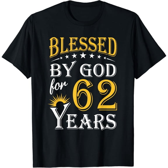 Vintage Blessed by God for 62 years Happy 62nd Birthday T-Shirt