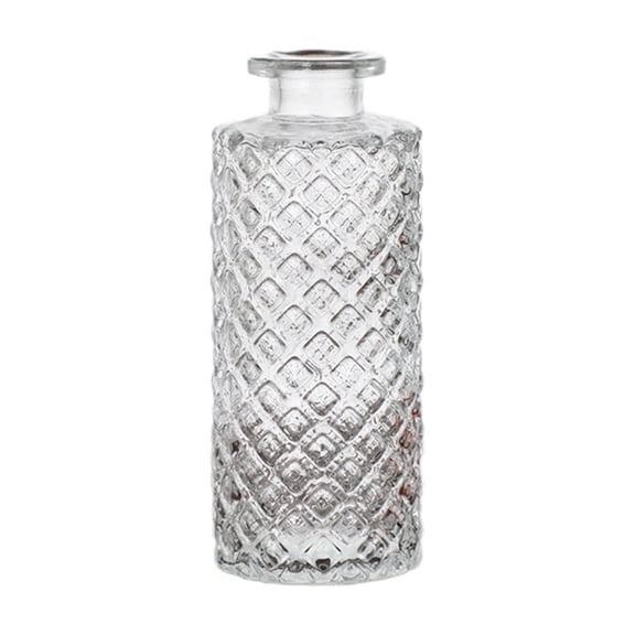 Glass Bud Vase, 2x5'' Small Diamond Bud Vases in Bulk, Mini Flowers Vases for Centerpieces, Vintage Bottle for Table Decorations, Wedding Decor, Recepetion, Home, (Clear)