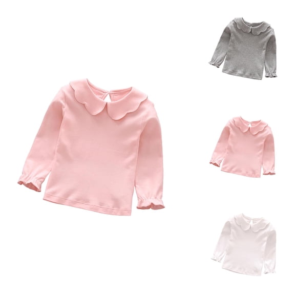 Girls Long Sleeve Shirts with Cute Collar Autumn Blouse for Toddler and Kid Comfortable Daily Wear Top Youth Fashion for School Days