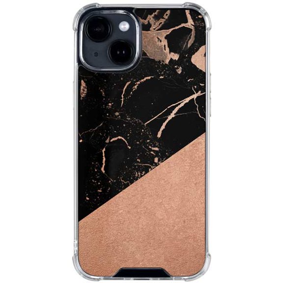 Skinit Black and Rose Gold Marble Split iPhone 14 Clear Case