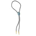 thumbnail image 3 of Daisy Del Sol Blue Opal Stone Bolo Tie Braided Vegan Faux Leather Gold Tips Handmade Necklace Adjustable Boho Bohemian Western Jewelry, 3 of 6