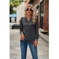 thumbnail image 6 of Autumn And Winter V-neck Patchwork Long-sleeved V-neck T-shirt Women's Tops, 6 of 7