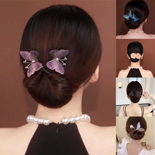 XWSHYW Rizador Rizador de Pelo Perezoso Elegante, Fabricante de Moños de Cristal, Accesorios para El Cabello de Moño de Peinado de Curva Francesa