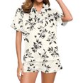 thumbnail image 1 of Conjunto de Verano para las Mujeres, Estampado Cuello de Manga Corta Y Pantalones Cortos, Moda Casual de Dos Piezas, 1 of 8