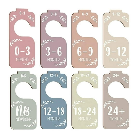 (Pack of 8) Baby Closet Wooden Dividers Double-Sided Baby Wardrobe Dividers