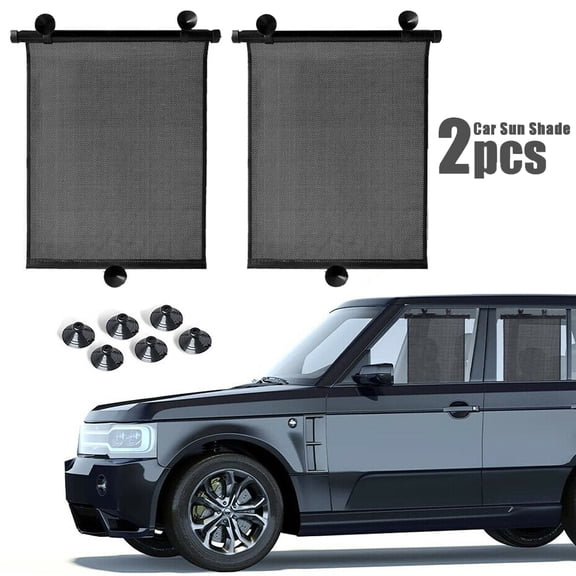 IC ICLOVER 2PCS Retractable Car Side Window Sun Shade Shield Cover Roll Curtain Visor for Blocking Sun Glare and Heat, Suitable for Car, Room, House and Office Window