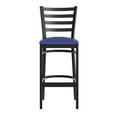 thumbnail image 6 of Flash Furniture Black Ladder Back Metal Restaurant Barstool - Blue Vinyl Seat, 6 of 10
