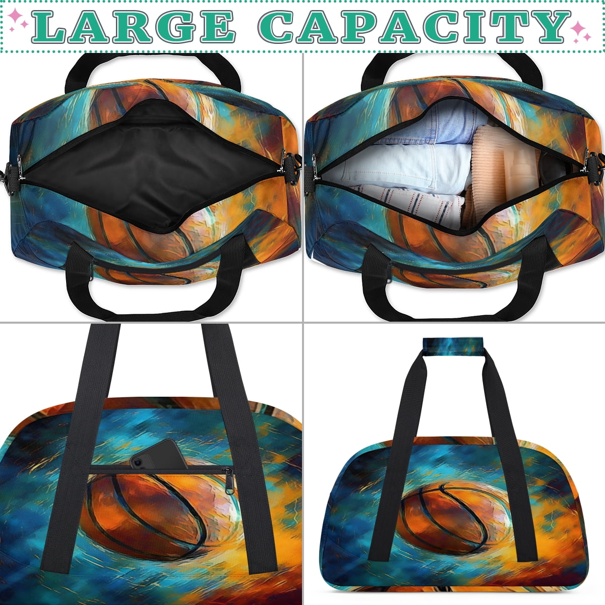 Qzjjjmy Soccer Bags for Boys Football Sport Duffel Bag Foldable Sport Gym Bag