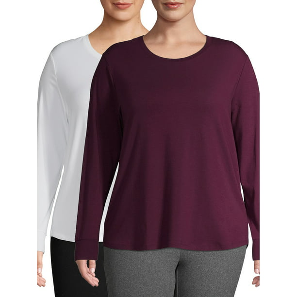 Terra & Sky Women's Plus Size Long Sleeve Everyday Essential Crewneck T ...
