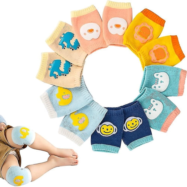6 pares de rodilleras antideslizantes para bebés para gatear, protectores de rodilla para bebés unisex, rodilleras para caminar de seguridad con patrón animal lindo para niños pequeños y niñas