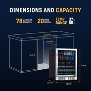Newair 177 Can Beverage Refrigerator, Built In Mini Fridge in Stainless Steel