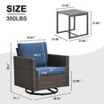 thumbnail image 7 of POCASSY 3 Pieces Outdoor Swivel Chair Set - 360° Swivel Rocking Patio Chair with All-Weather PE Wicker & Steel Frame, Modern Square Armrests for Porch Balcony, Brown Wicker Blue Cushion, 7 of 7
