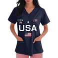 thumbnail image 4 of 4th of July Scrub Tops Women Short Sleeve Plus Size Scrubs Nursing Uniforms for Women USA Flag Pattern Tops, 4 of 4