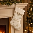 thumbnail image 6 of Yhmxh Velvet Christmas Stocking, 19 Inch Large Xmas Stocking with Golden Snowflake Embroidery & Merry Christmas Lettering, Hanging Plush Cuff Stocking for Fireplace Mantel Christmas Home Decor, 6 of 6