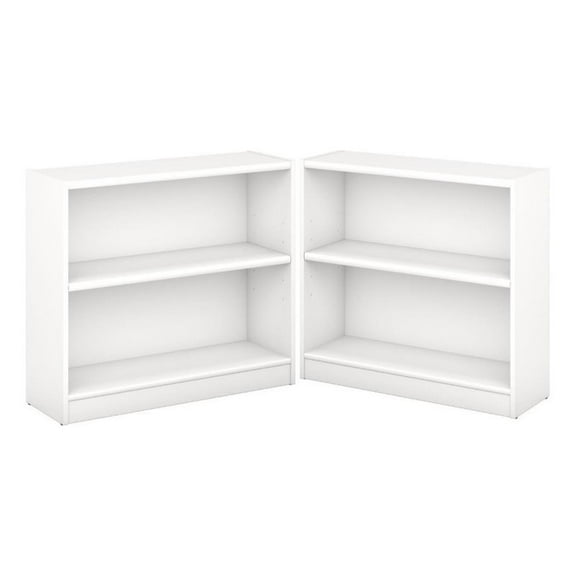 Home Square 2 Shelf Engineered Wood Bookcase Set in Pure White (Set of 2)