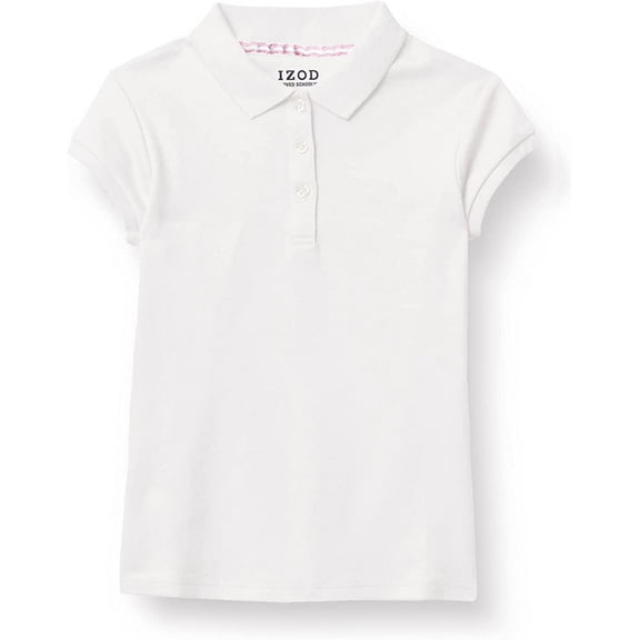 Girls 4-18 IZOD Short Sleeve Polo in Regular & Plus Color: White Size: 10-12 PLUS