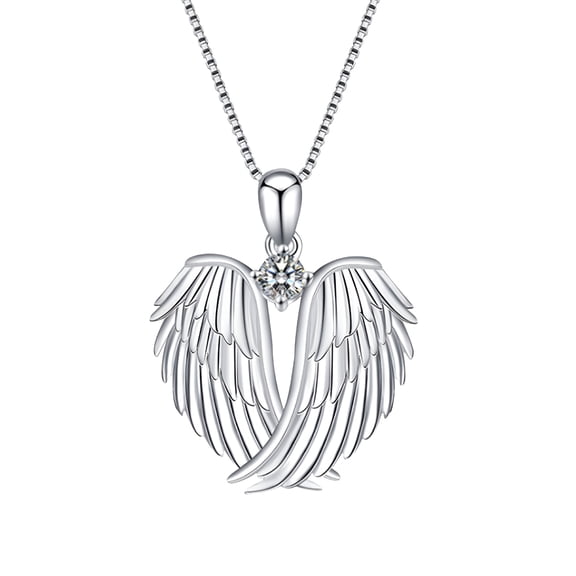 DESIGNICE Angel Wings Necklace 925 Sterling Silver Guardian Angel Wings Pendant Birthstone Necklace for Women Jewelry Gifts