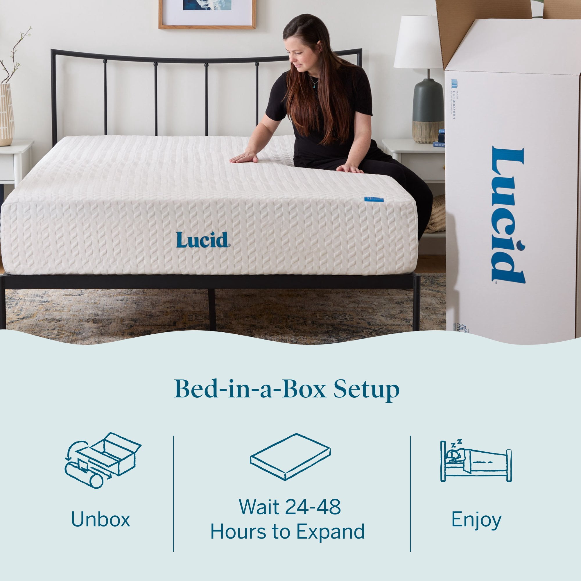 Lucid Bliss California King Tight Top 12" Medium Plush Memory Foam Mattress with Gel Infusion and Ventilation
