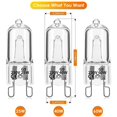 thumbnail image 3 of Paquete de 20 bombillas halógenas G9, lámparas halógenas transparentes regulables de 40 W, blanco cálido de 2800 K para candelabros, colgantes, luces de paisaje, 3 of 5