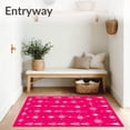 thumbnail image 3 of ODIKA 4x6 Machine Washable Non-Slip Area Rug, Nordic Evergreen with Snowflake Ornament Interlocking Arrangement High Traffic Rug with Pad, Pink, 649500, 3 of 8