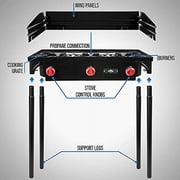 Hike Crew HCSTV3B 225,000 BTU Portable Gas Stove W/3 Burners, Wind Panels & Temp Control - Black