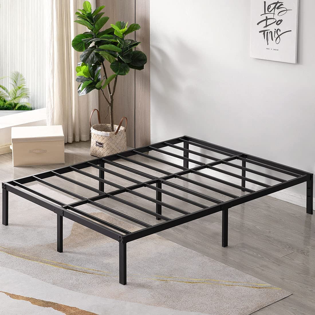 Heavy Duty Queen Metal Bed Frame, 18 Inch Metal Bed Frame