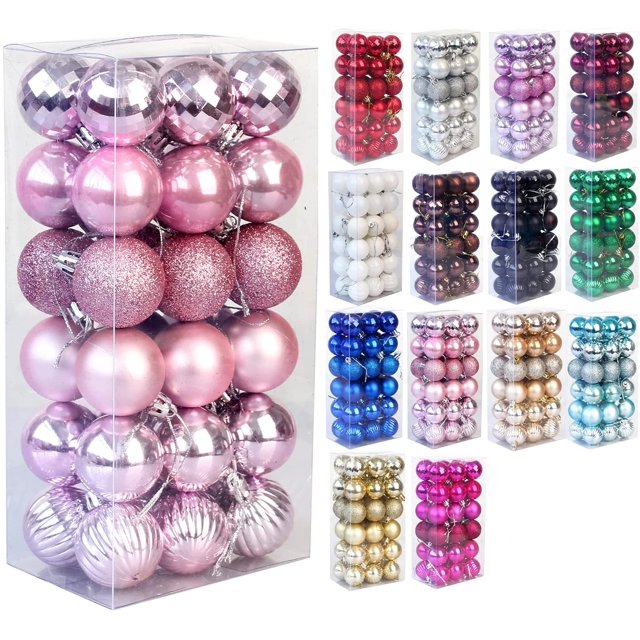 Bola de Navidad Bola de decoración de árbol de Navidad inastillable Adornos de bola de Navidad Bola de decoración de fiesta de boda de vacaciones 1.6 "(4 cm) Juego de 36 piezas (Bola de Navidad azul) Zhivalor WMZL-2248-7