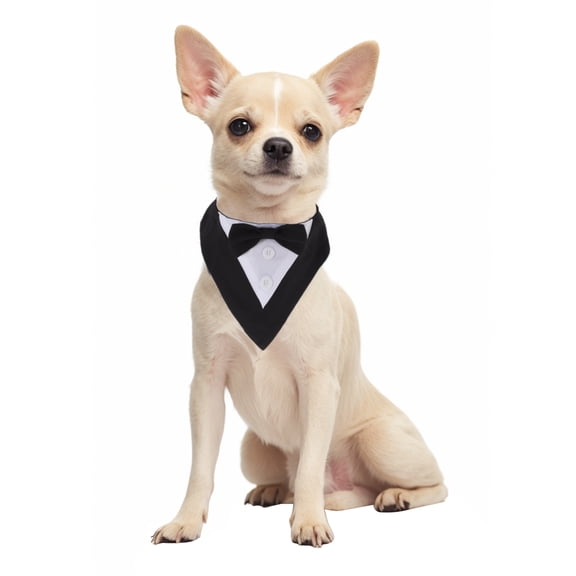 Unique Bargains Dog Tuxedo Dog Formal Outfit Dog Wedding Outfit Dog Wedding Tux with Bowtie and Adjustable Magic Tapes for Dogs Large Black
