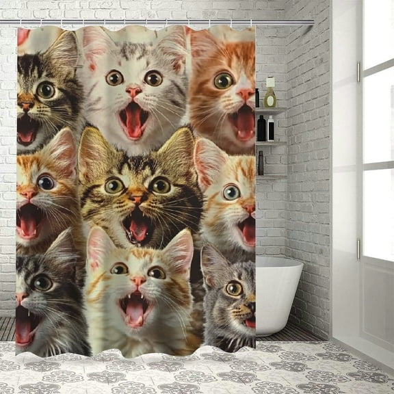 BCIIG Cute Cat Washable Shower Curtain Chic Modern Bathroom Decor 36"x72