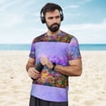 thumbnail image 4 of Wukai Colorful Purple Cosmos Flower Print Men's Short-Sleeved Mesh T-Shirt,Quick-Dry Short Sleeve Workout T-Shirt-3X-Large, 4 of 8