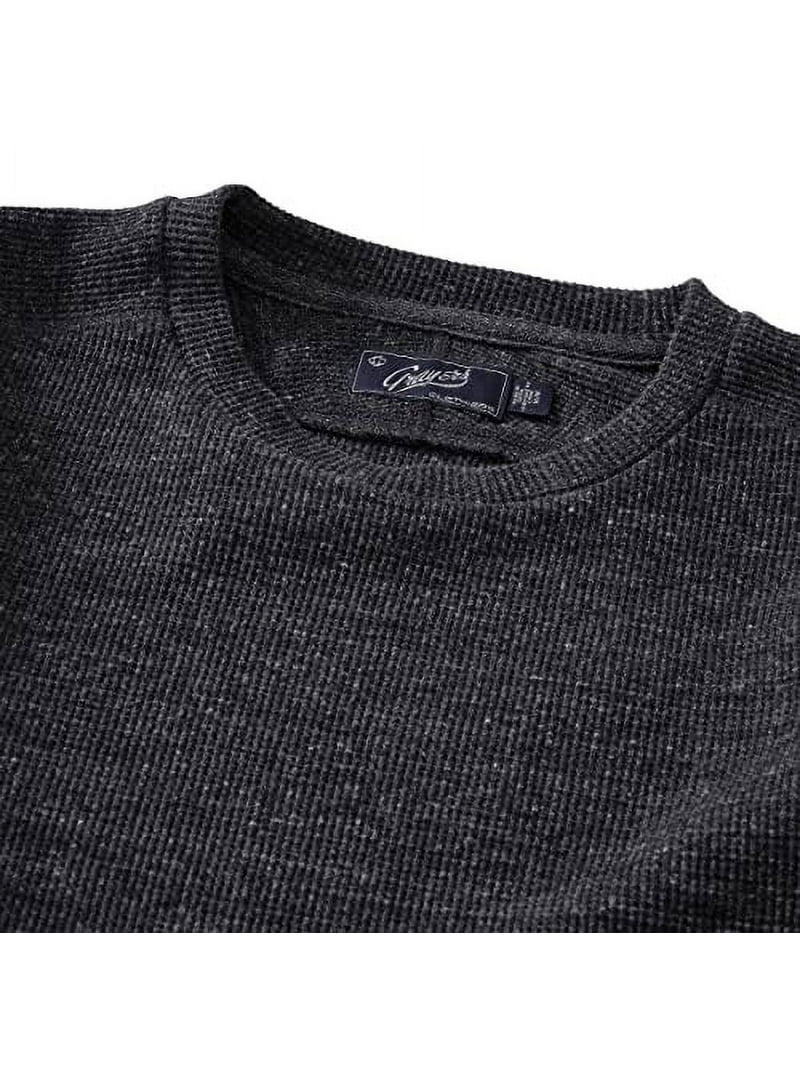 Grayers Men's Thermal Waffle Long Sleeve Crew Neck Shirt (Charcoal
