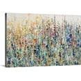 thumbnail image 1 of Cuadro lienzo abstracto de campo de flores en tonos pastel vibrantes, decoración ligera horizontal en tela canvas, 1 of 7